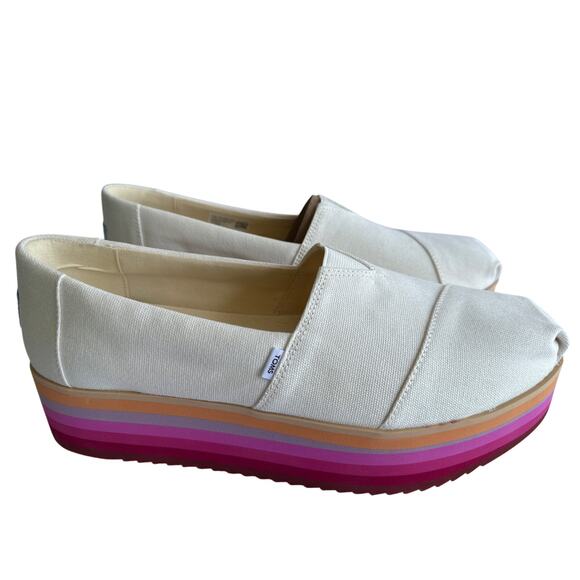 TOMS Alpargata Platform Espadrille Rainbow Canvas Womens Size 12 - Picture 6 of 11